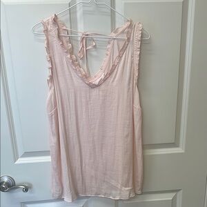 Lauren Conrad Pink Sleeveless Ruffle Top